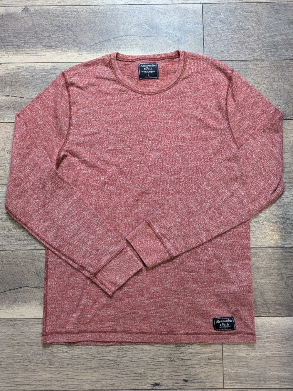 Abercrombie & Fitch Red Heathered Long Sleeve Crew
